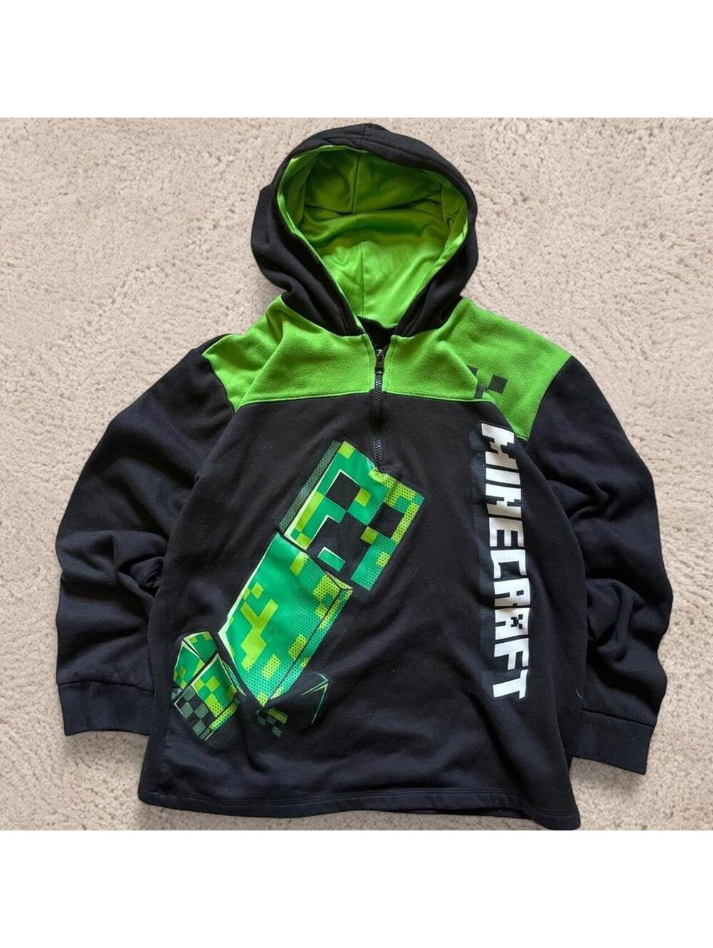 Fire Y2K Minecraft hoodie with green Creeper graphic hoodie